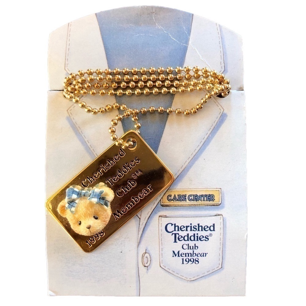 𝅺VINTAGE Enesco Cherished Teddies 1998 Club Membear necklace